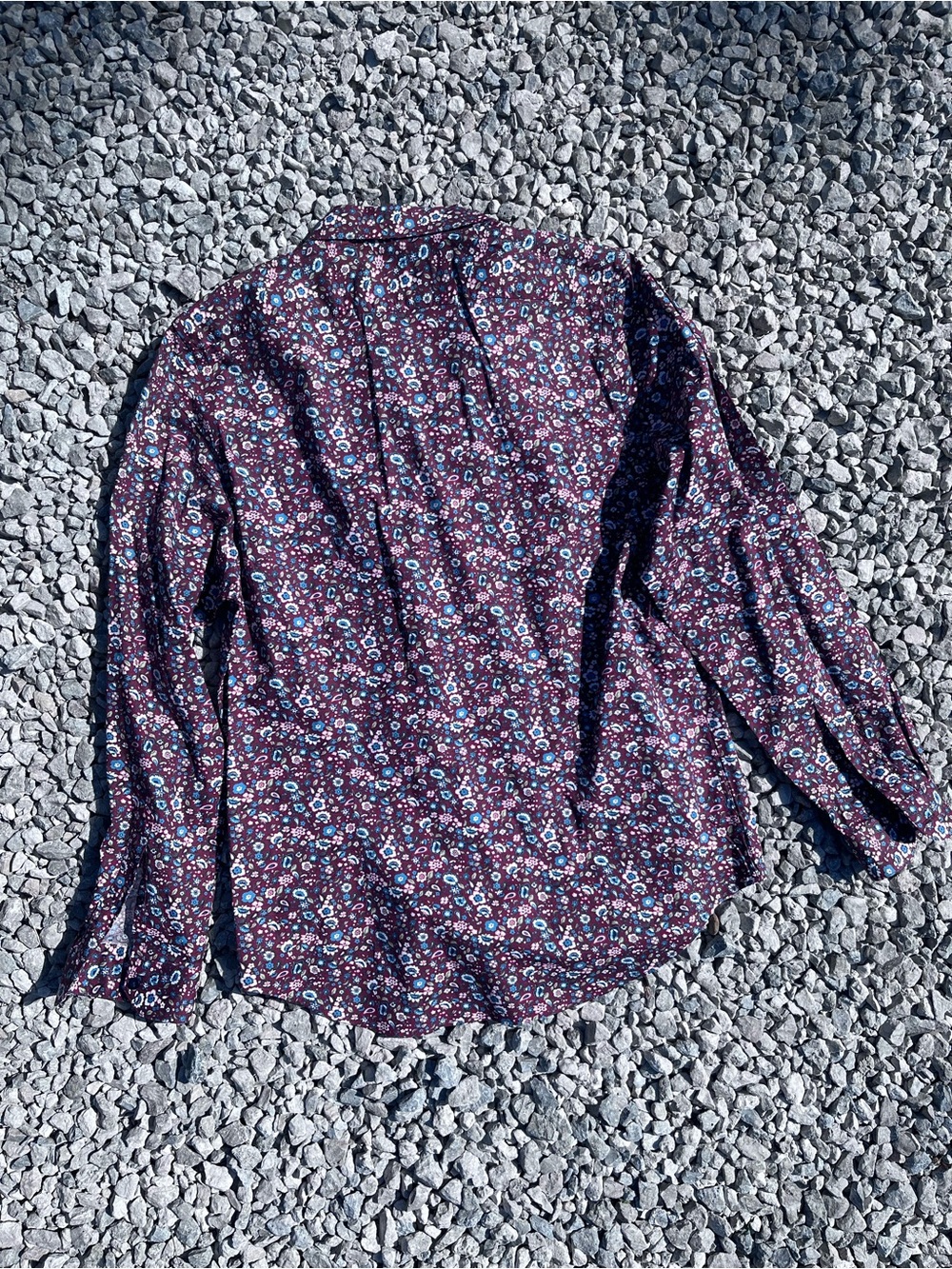 Paisley & Gray Burgundy Floral Button-Up Shirt with Light Blue Blossoms - Picture 2 of 3